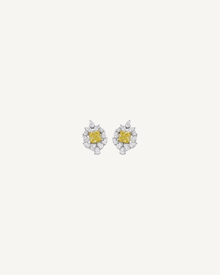 Yellow Square Cluster Studs product image on Oyster Silk background